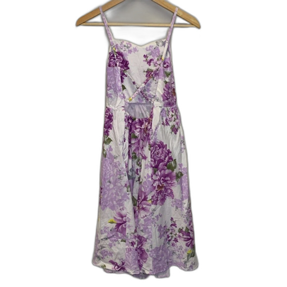 Flofallzique NWT White Purple Peony Print Cotton Sleeveless Girls Dress Size 12 - Picture 4 of 14
